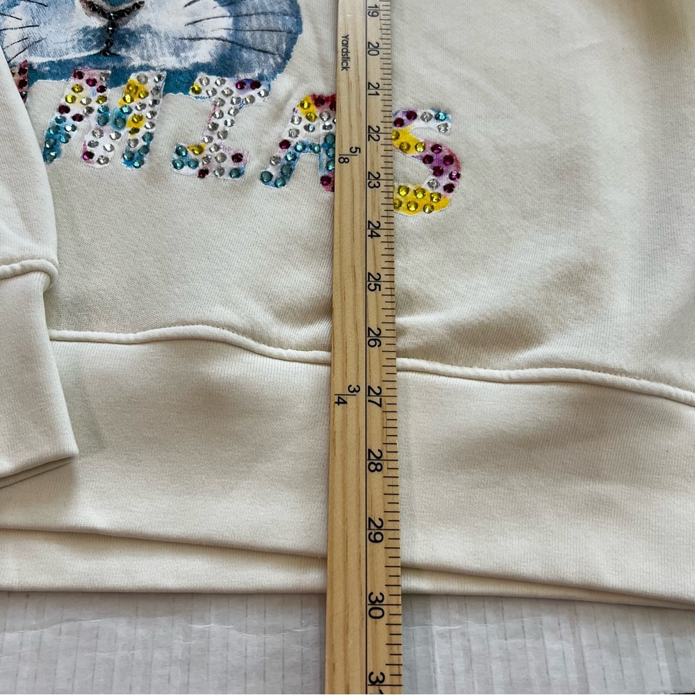 NWT Nahmias Swarovski Crystal Bunny White Cotton Crewneck Sweatshirt L - Picture 13 of 16
